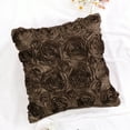 thumbnail image 7 of PiccoCasa 3D Satin Rose Flower Throw Pillow Cover Shells,Pure Cushion Covers for Couch Sofa,16" x 16" Coffee Color, 7 of 7