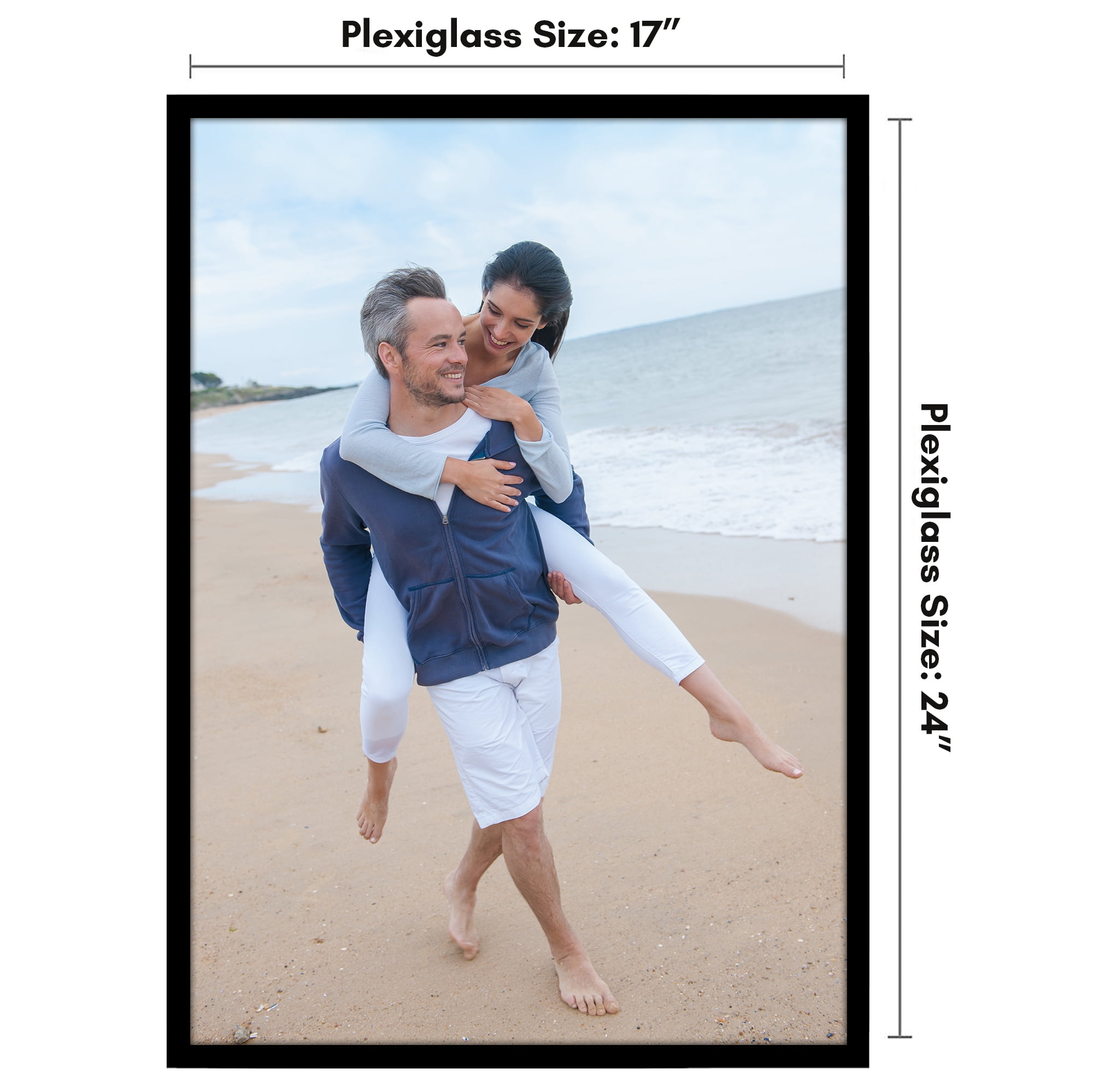 Americanflat 17x24 Picture Frame with Polished Plexiglass Streamline Collection Thin Border Wall - Black