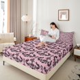 thumbnail image 3 of jejeloiu Romantic Damask Queen Sheets,Soft Floral Queen Sheet Sets For Adults,Pink Black,4-Piece,1 Flat Sheet, 1 Fitted Sheet and 2 Pillowcases, 3 of 6