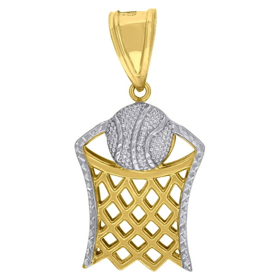 10kt Two-Tone Gold Mens Sports Basketball Pendant