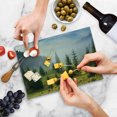 thumbnail image 5 of Forest Cutting Board, Fir Trees on Meadow Between Hillsides Conifer Woodland in Fog Before Sunrise, Decorative Tempered Glass Cutting and Serving Board, Small Size, White Green, by Ambesonne, 5 of 5