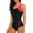 thumbnail image 3 of Beautyin Women's Swimsuit One Piece Color Block Cross Back Athletic Modest Swimwear, 3 of 6