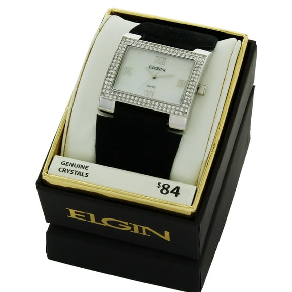 Women's Stone Case White Dial with Black suede Strap EG275ST-2