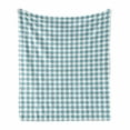 thumbnail image 1 of Geometric Soft Flannel Fleece Blanket, Ornamental Interlacing Squares Art Deco Inspired Pattern Relaxing Design, Cozy Plush for Indoor and Outdoor Use, 60" x 80", Pale Blue and White, by Ambesonne, 1 of 6