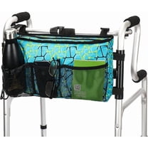 Hautllaif Walker Bag - Water Resistant Pouch Basket with 6 Pockets for Rollator and Folding Walker, Wheelchairs,Bariatric Walkers (Colorful Blue)