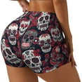 thumbnail image 2 of Fotbe Rose Flowers Seamless Shorts, Womens Workout Shorts High Waist Stretch Booty Short for Gym/Yoga/Running/Biking-Large, 2 of 9