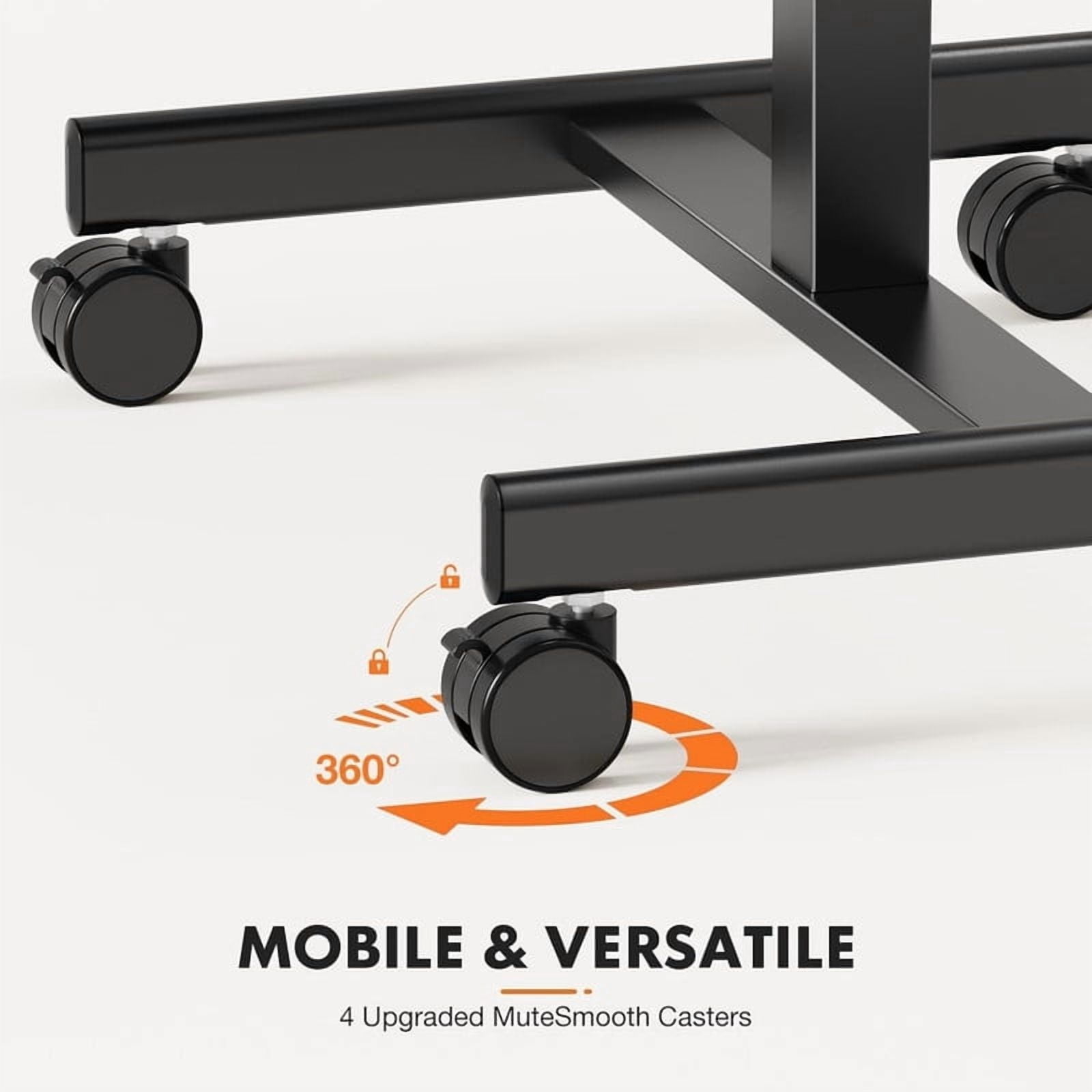 Kelno Mobile Standing Desk Adjustable Height Laptop Desk with Lockable Wheels, Black