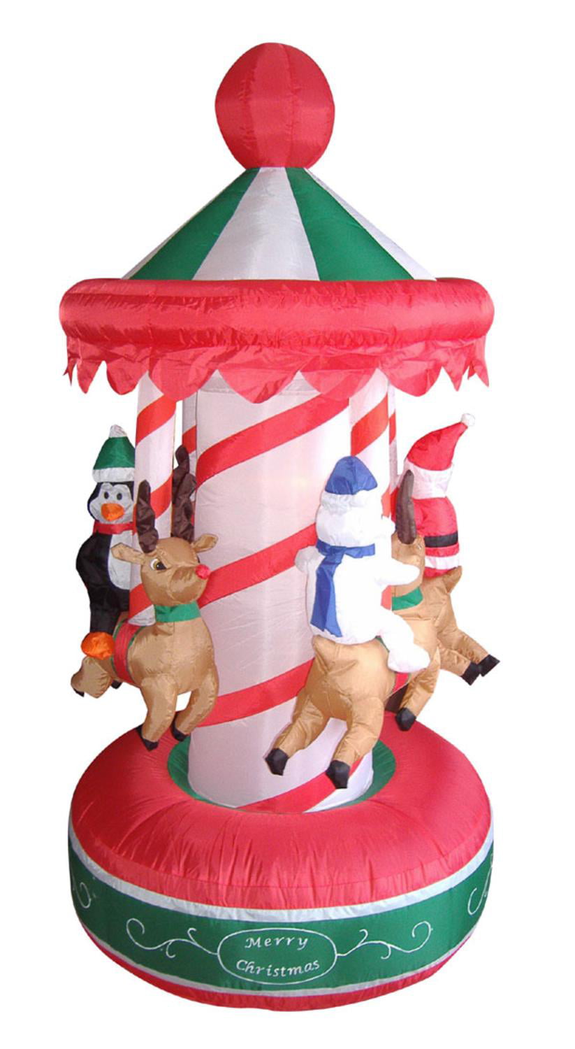 6.5' Inflatable Animated Christmas Carousel Lighted Yard Art Decoration