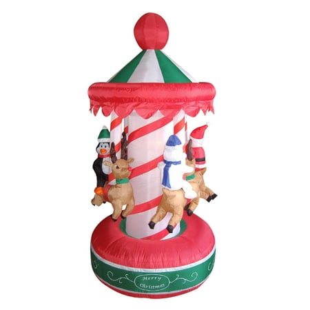 6 5 Inflatable Animated Christmas Carousel Lighted Yard Art