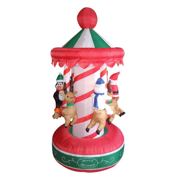 6.5' Inflatable Animated Christmas Carousel Lighted Yard Art Decoration