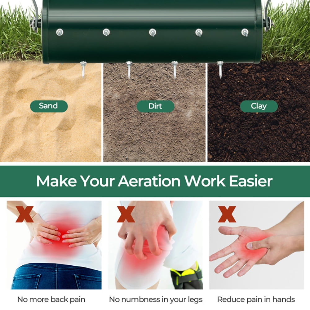 Kadyn Yard Roller,Lawn Roller, Sod Roller, Lawn Care Tools, 18/21 Inch Manual Lawn Aerator with Detachable Handle Filled with Sand or Stone-18 inches