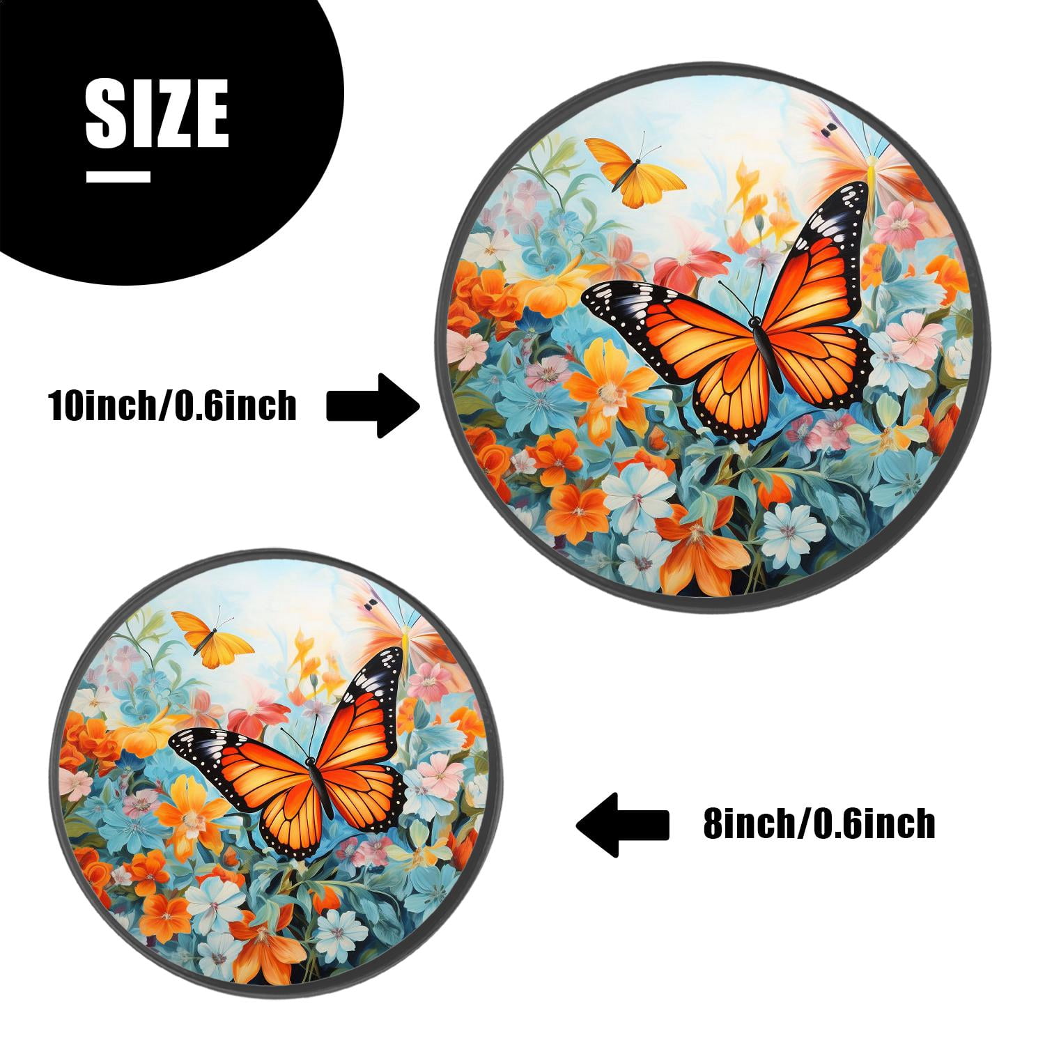 Round Stove Burner Covers 4 Pcs,Butterflies Sunflower 3D Drawing Round Electric Stove Burner Covers 8Inch And 10Inch