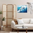 thumbnail image 6 of One Piece Of Canvas Wall Art Featuring A Wooden Frame Measuring , Showcasing A Retro Abstract Canvas Painting Of An Atlantic Spotted Dolphin In White., 6 of 6