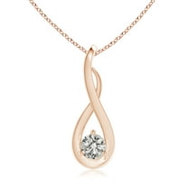 ANGARA Natural Infinity Twist Diamond Solitaire Pendant in 14K Rose Gold for Women (Size-4.1mm| Color-K| Clarity-I3) | April Birthstone, Anniversary, Jewelry Gift for Women | Natural Diamond Necklace
