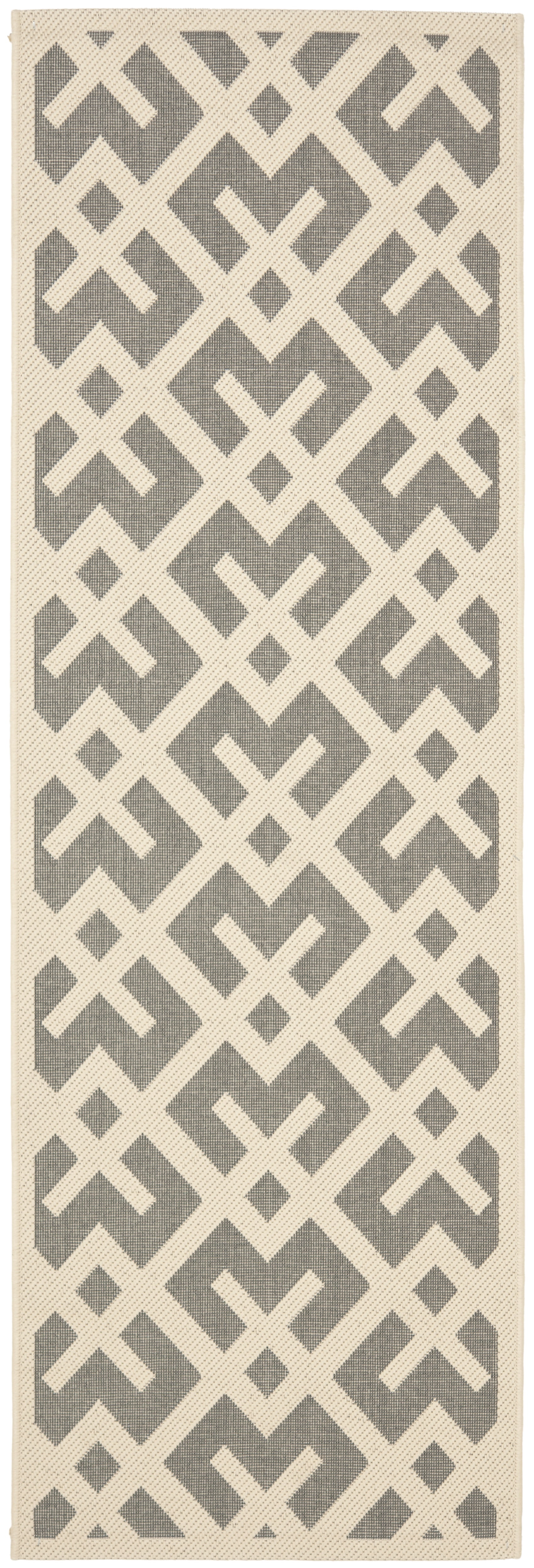 Safavieh Courtyard Alvin Geometric Indoor/Outdoor Runner Rug, Gray/Bone, 2'3" x 14'