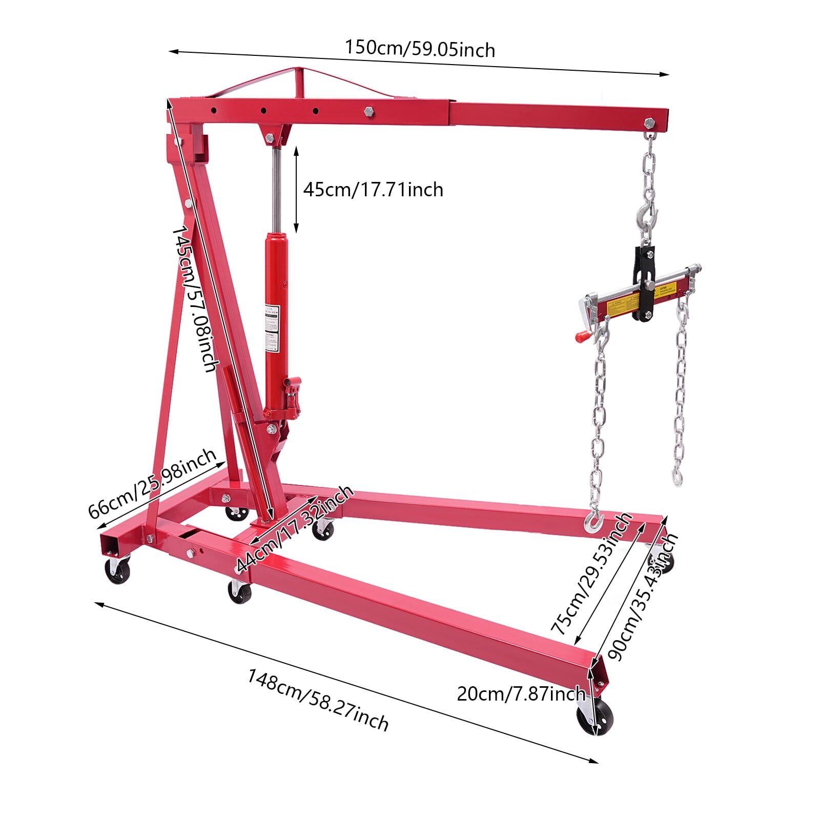 Heavy-Duty Hydraulic Crane, 17637lbs Pump Capacity, Durable Carbon Steel Frame, Effortless Lifting and Maneuverability, Foldable for Space-Saving, A Must-Have for Any Workshop.