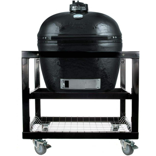 Primo Oval Jr 200 Ceramic Smoker Grill On Cart Without Side Tables Walmart Com Walmart Com