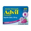 Advil Junior Strength Pain Reliever & Fever Reducer, Chewable Children's Ibuprofen Grape - 24 Ct