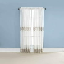 Lillian Macrame Embroidered 84" Long Curtain, Ivory