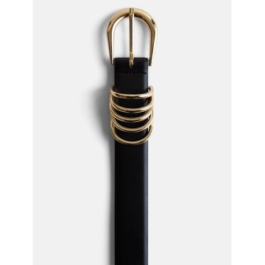 Devil Wears Prada Scoop Collection Women's Multi-Keeper Belt, Black, Sizes S-3XL