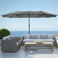 thumbnail image 2 of Polytrends Johnn 15-foot Double-Sided Outdoor Offset Patio Twin Umbrella Gray 15ft, 2 of 5
