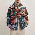 thumbnail image 2 of Chaqueta de chaqueta de lana con camisa de solapa ajustada con estampado de otoño e invierno para hombre Pompotops oipoqjl11303, 2 of 3