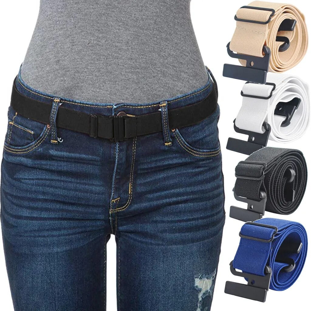 Ceintures pour Femmes Ceinture Elastique Extensible Reglable Boucle Plate Antiderapante pour Jeans Ceinture Femme Pasek B