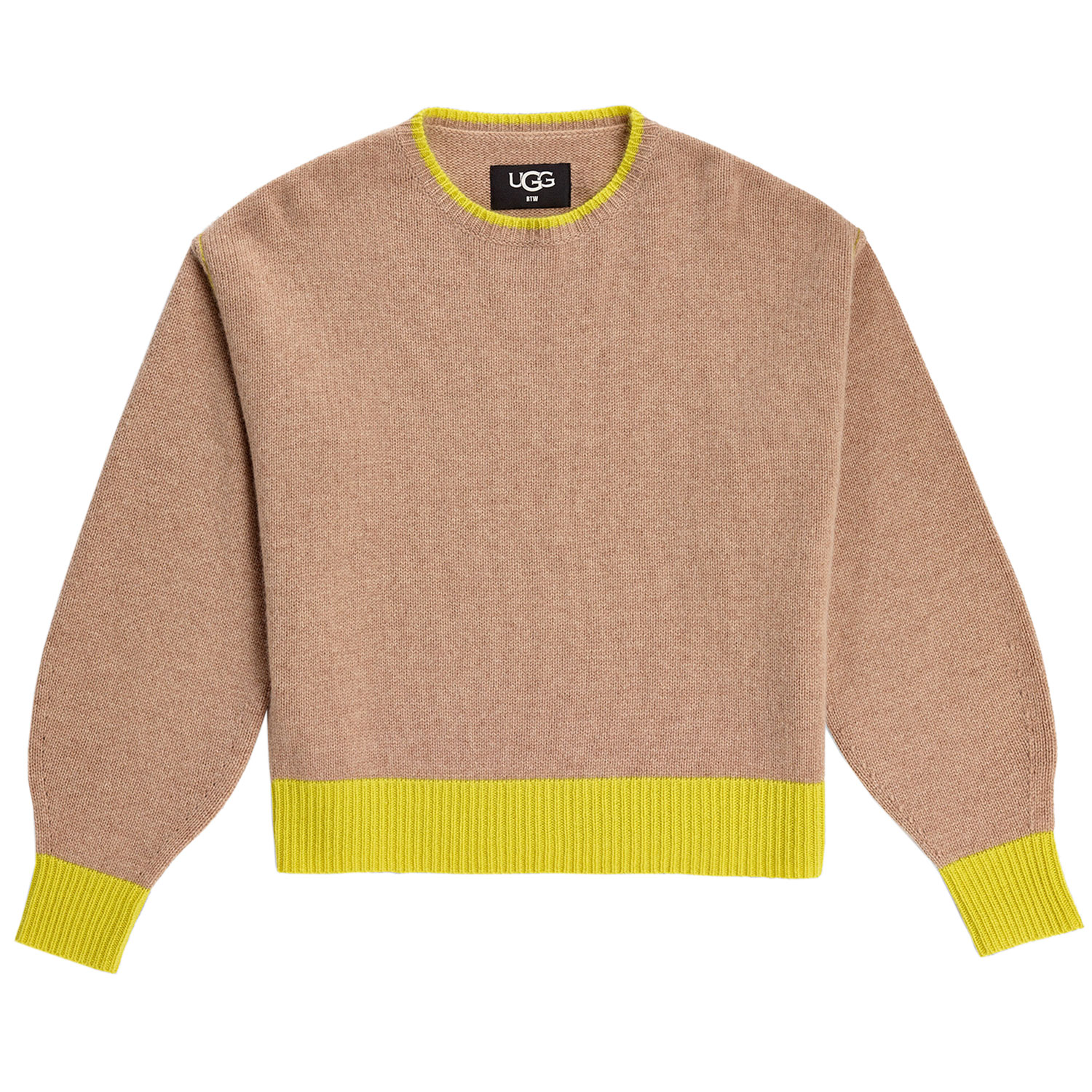 Women's Ugg Renata Contrast Trim Cashmere Blend Sweater, Size Small - Brown