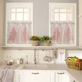 thumbnail image 4 of Christmas Light Kitchen Curtains and Valances Set, Pink Beige Checked Pine Trees Snowflakes Rod Pocket Window Valance Window Curtain Panels for Living Room Bedroom Laundry, 27.5x24in, 3 Pieces, 4 of 7