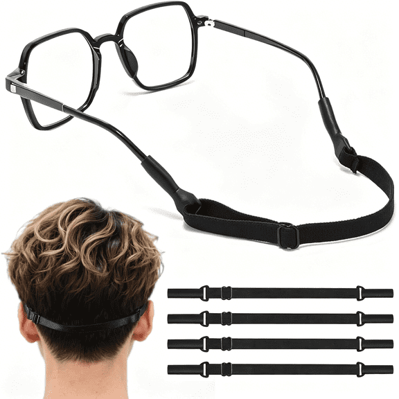 HBMYN 4 Pack Adjustable Glasses Strap(8.5-12.5In), Glass Straps for Eyeglasses & Sunglasses, Anti-Slip Sports & Daily Use Eyeglasses Strap for Active Lifestyles