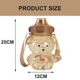 thumbnail image 2 of Botella de agua con pajita de oso kawaii, lindas botellas de agua de plástico a prueba de fugas para niñas, escuela y oficina., 2 of 5
