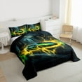 thumbnail image 3 of Feelyou Speed Sports Car Full Size Comforter Sets for Kid, Fashion Green Automobile Bedding Comforter Set, Neon Yellow Lightning Reversible Bedding Sets, Super Cozy Room Decor, 3-Piece, 3 of 8