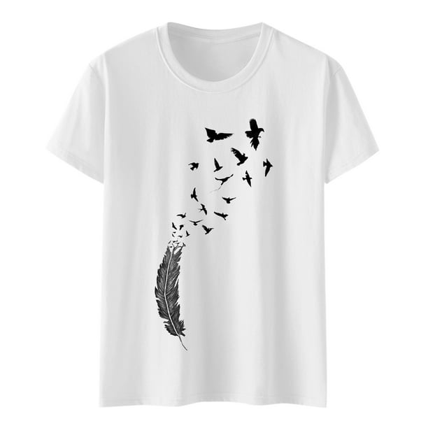 Camisetas Manga Corta Mujer Deporte Camiseta Blanca Con Estampado