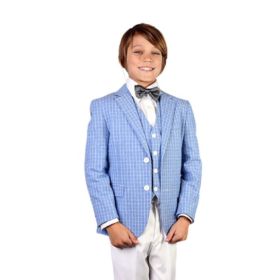 B-110 Blue 3Pc Compose Suit With Vest By Alberto Nardoni Brand Designer