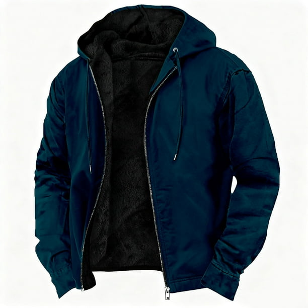 Ceisia Men's Casual Jacket Hooded Long Sleeve Winter Loose Fit with Zipper Gift