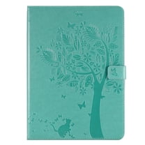 Dteck Case For Apple iPad Air 4th Gen 10.9"/iPad Pro 11 2nd Generation (2020), Magnetic Leather Card Holder Wallet Smart Case Tree Patterned Stand Automatic wake/sleep Cover,Green