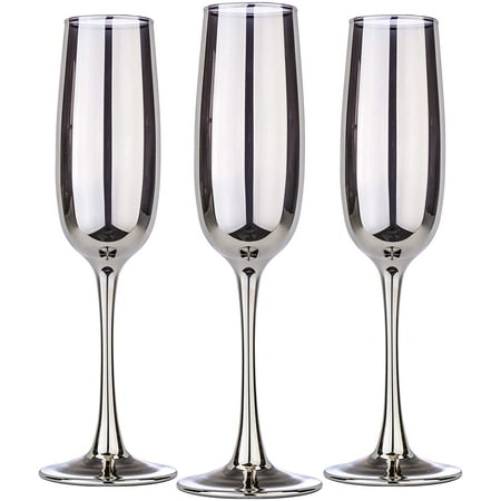 

Graphite Collection Elegant and Modern Crystal Champagne Flutes Set for Hosting Parties and Events - Set of 3 6 oz Champagne Flutes 175 ml