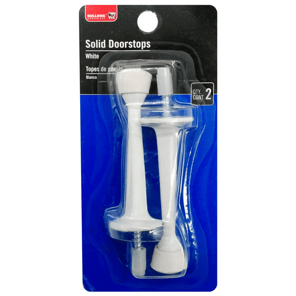 2 Pack Solid Door Stops, Durable, Stylish, Prevent Doors from Slamming, Protect Walls, Furniture, Sleek Modern, Easy to Install, Corrosion Resistant, Functional, Elegant Accessory, White