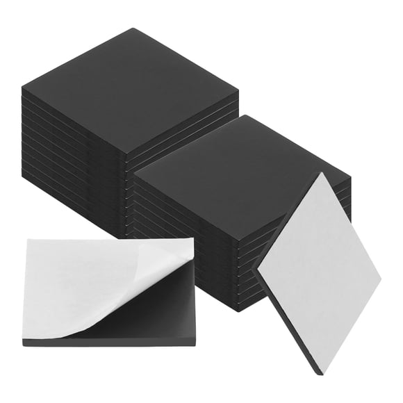 Uxcell 20Pcs 1.4'' x 0.09'' Imán Cuadrado con Respaldo Adhesivo, Etiquetas Magnéticas de Goma Autoadhesivas para Manualidades de Oficina, Aula y Hogar