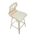 thumbnail image 6 of Folia Mid-Century Modern Counter Stool In Natural Wood, Cream Faux Leather, And Chrome Footrest - Set Of 2, 6 of 7
