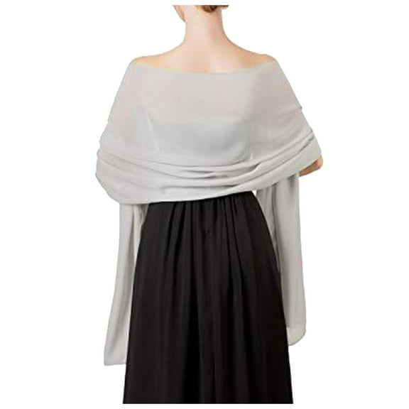 HNMKIU Shoulder Shawl for Women – Elegant Soft Chiffon Scarves Accessories for Dresses and Evening Occasions Silver,L