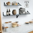 thumbnail image 3 of Fun Memories 24 inch Floating Shelves Set of 3, Modern Wood Shelves for Wall Storage, Wall Mounted Display Shelves with Bracket for Living Room, Bedroom, Bathroom, Laundry Room, 3 of 5