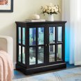 thumbnail image 6 of LED Curio Display Cabinet with Adjustable Glass Shelves, Retro Antique Design Glass Door Bookcase for Home Decor and Collectibles Storage, Black, 6 of 9