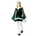 thumbnail image 4 of Odeerbi Toddler Girls Christmas Velvet Dress with Cape + Shorts + Christmas Santa Claus Hat Three Piece Set Fall Winter Long Sleeve Dress Kids Celebration Red Dress Toddler Clothes Green, 4 of 7
