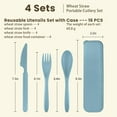 thumbnail image 2 of Travel Utensils with Case, Wheat Straw Camping Utensil Set, 4 Sets Wheat Straw Portable Plastic Fork Spoons Knife Camping Cutlery, Reusable Lunch Utensils Set for Work, 2 of 6