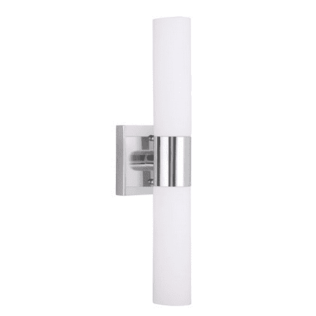 

Bathroom Vanity 2 Light With Polished Chrome Satin Opal White Hand Blown Twist Lock Cylinder Glass 18 inches 120 Watts - World of Crystal