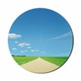 thumbnail image 1 of Nature Mouse Pad for Computers, Path Road Background with Open Sunny Sky Clouds Daisy Flowers Picture, Round Non-Slip Thick Rubber Modern Gaming Mousepad, 8" Round, Sky Blue Green Cream, by Ambesonne, 1 of 2