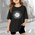 thumbnail image 2 of Cute Summer Tops for Girls Size 3-4 Short Sleeve Casual Round Neck Fashion Cute Print T-Shirt Soft and Comfortable Oversized Pullovers(Print, X02-Black, 3-4 Years), 2 of 6