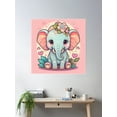 thumbnail image 2 of Kawaii Chibi Elephant Poster Wall Art, Modern Wall Decor For Living Room Bedroom, 24x24 UNFRAMED, 2 of 3