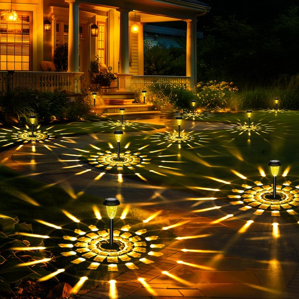Luces solares para jardín GIGALUMI, paquete de 16, impermeables, blanco cálido